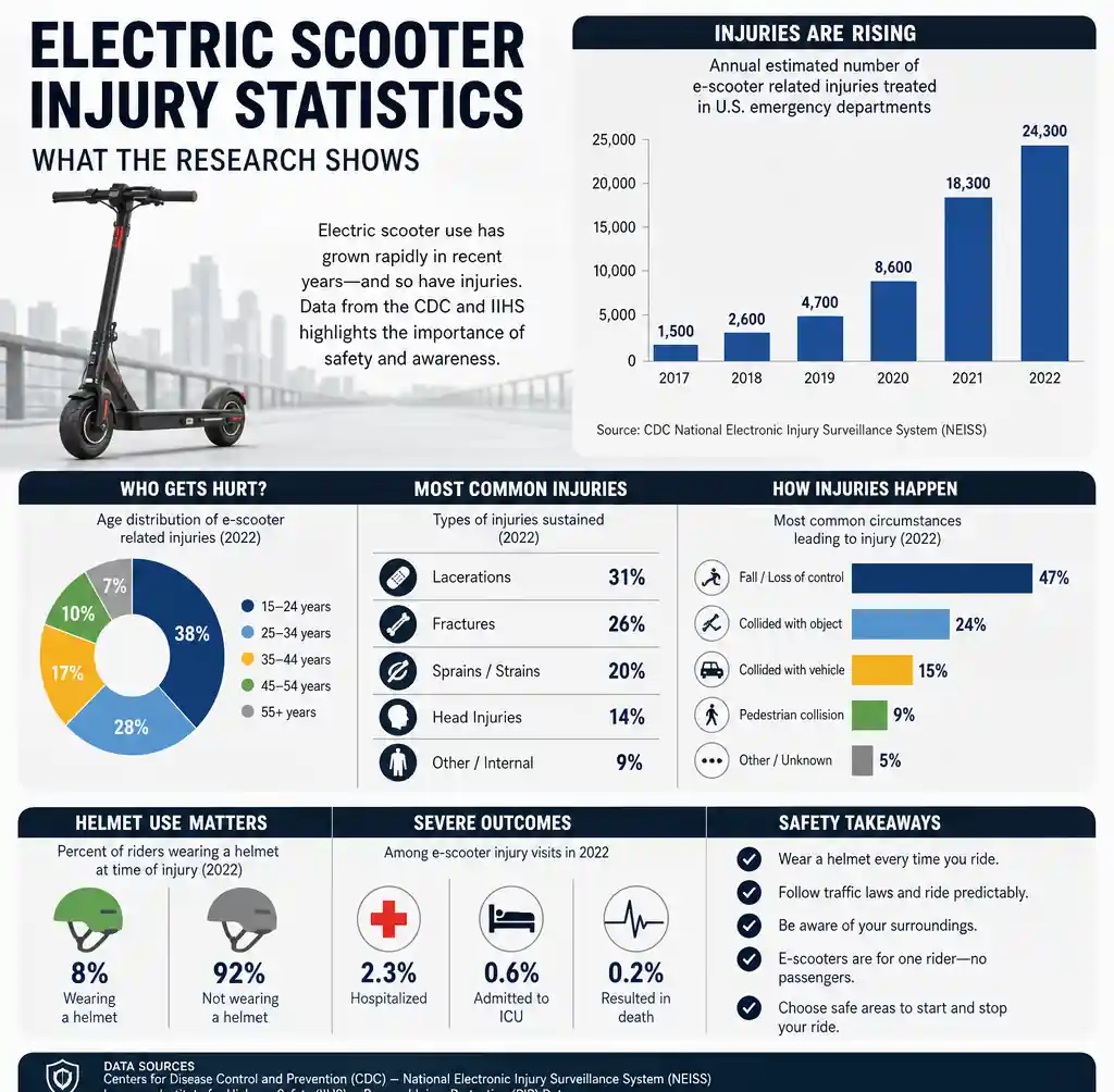 Electric scooter safety statistics and injury data