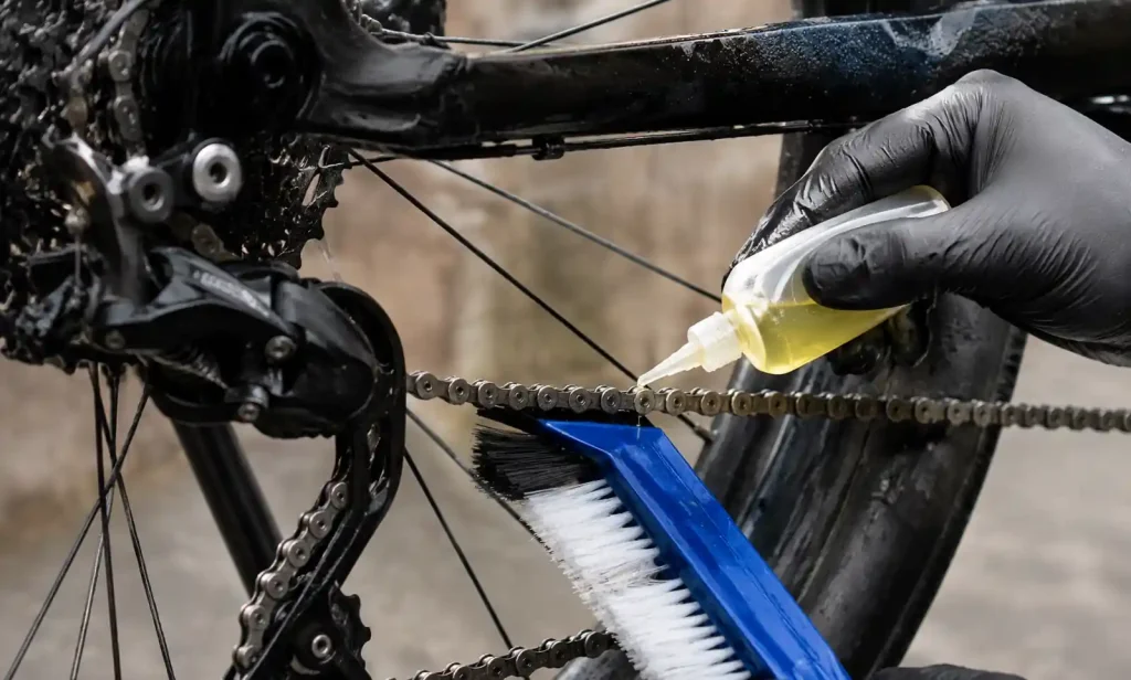 Chain lubrication and maintenance on electric bicycle