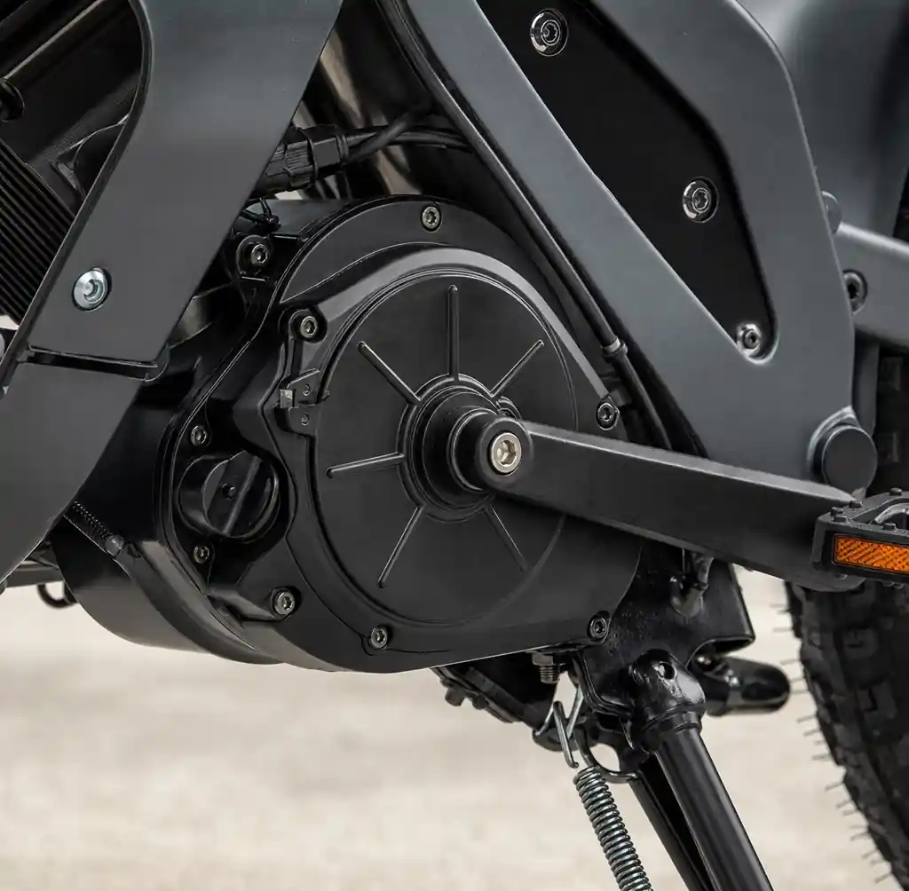 Electric motorcycle motor and components showing minimal maintenance needs