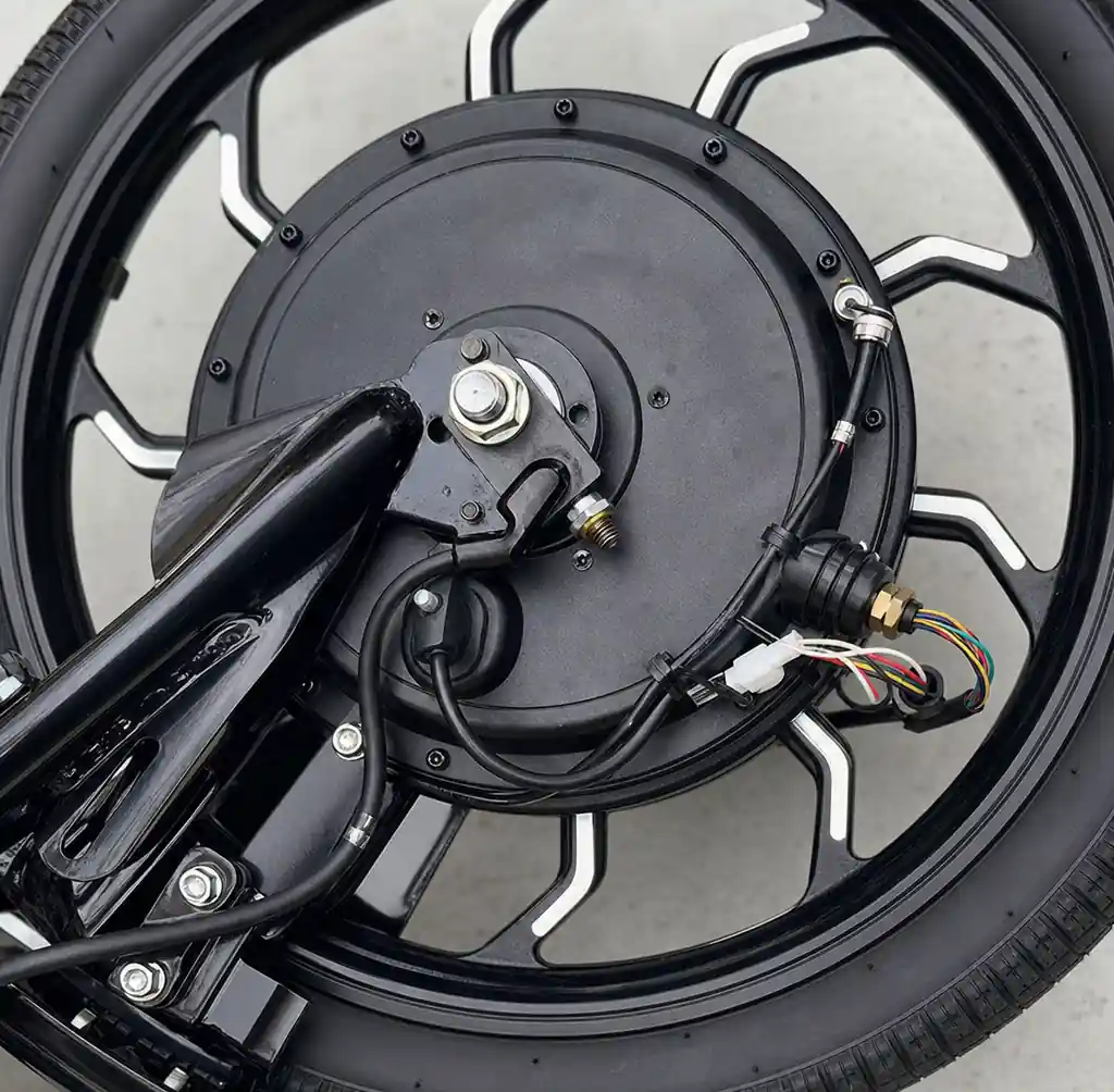 E-bike hub motor and electrical connections