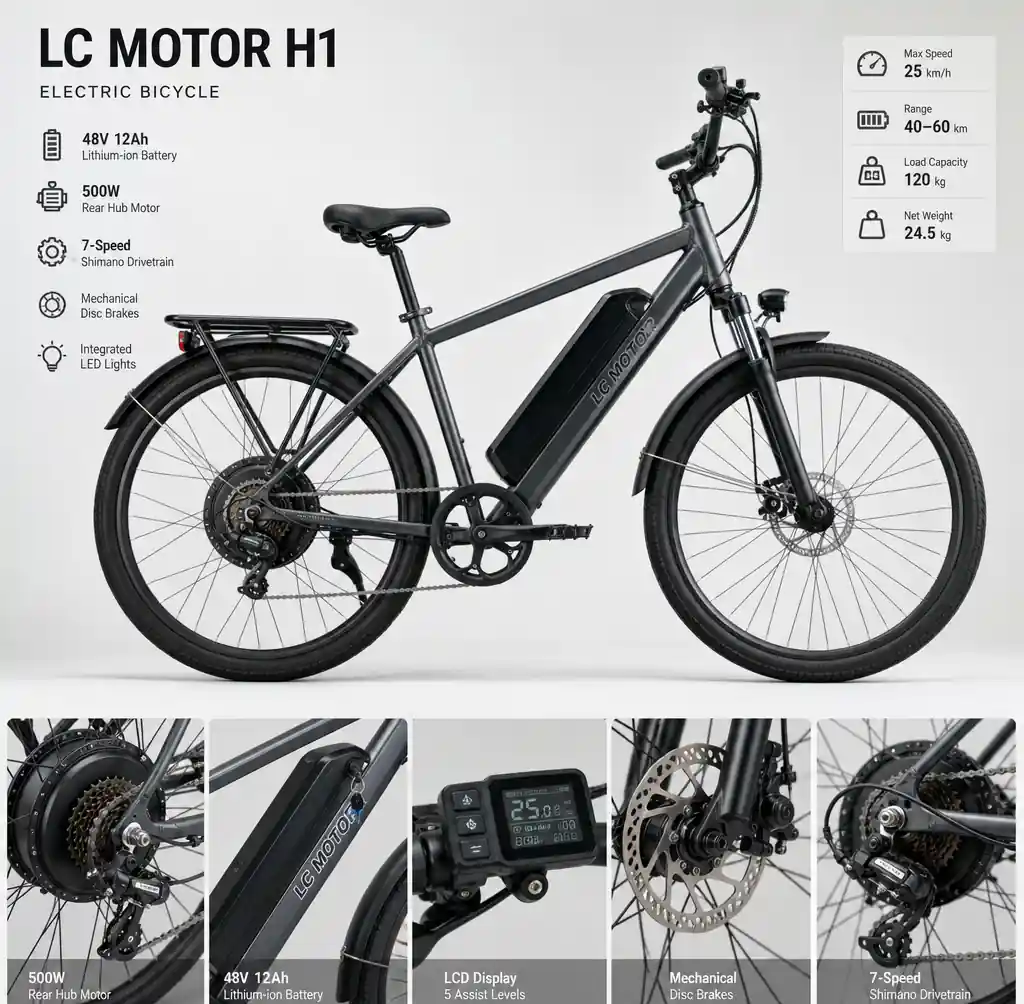 LC Motor H1 Electric Bicycle 48V 500W Budget Model