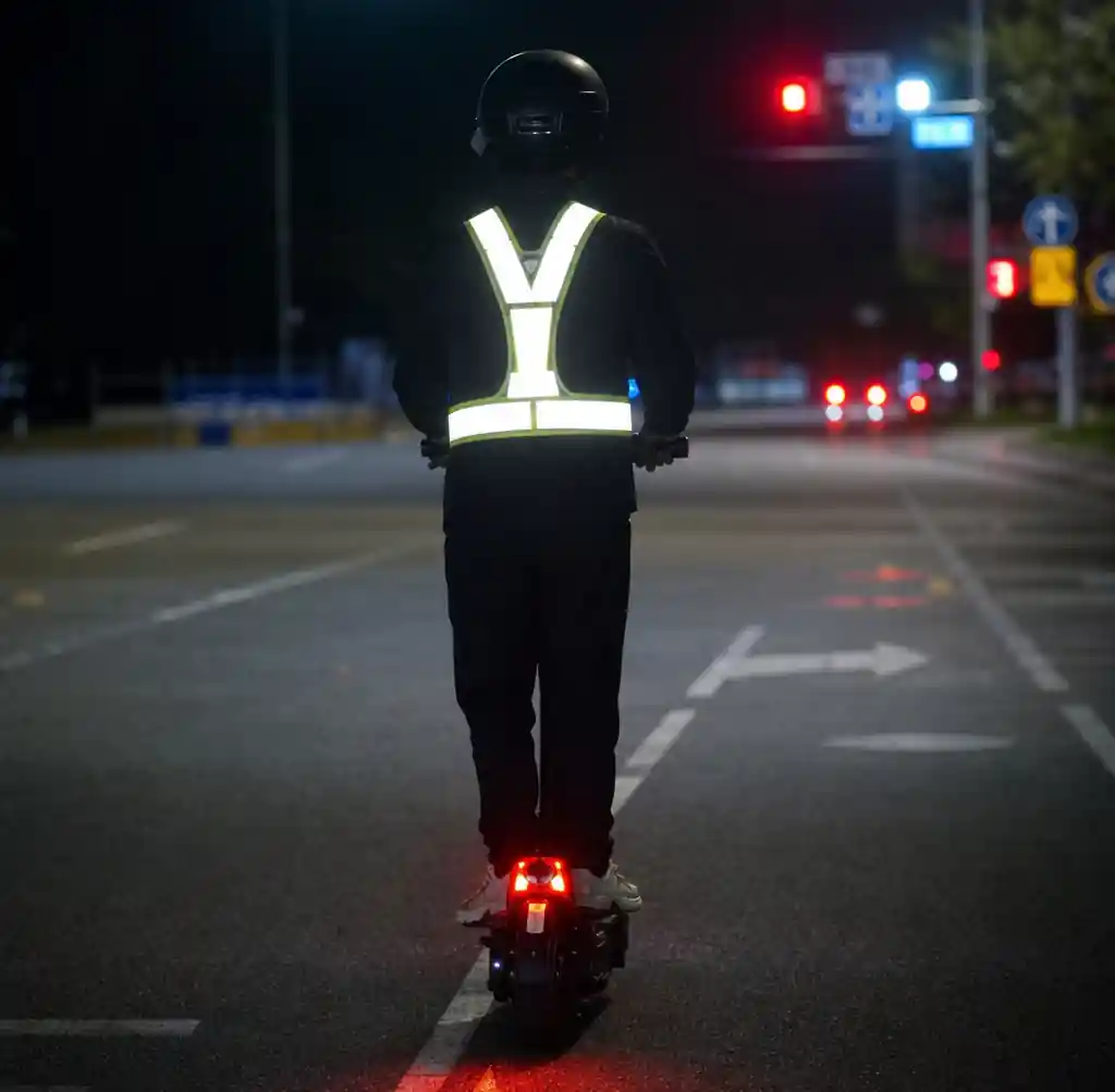 Electric scooter night riding safety with proper lighting