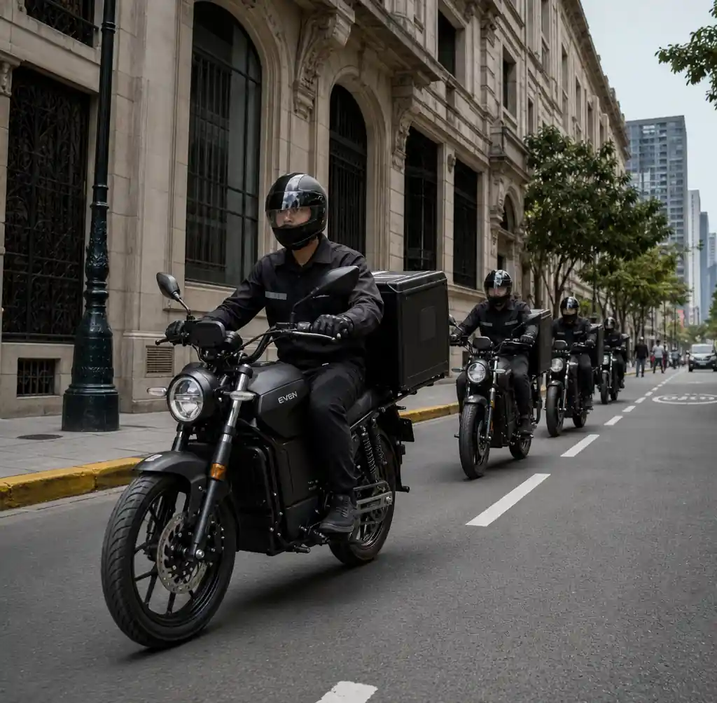 Commercial delivery fleet using electric motorcycles for business